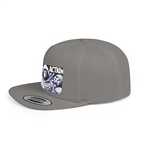 Comics Action Snapback Hat - Graphic Flat Bill Cap, Gift for Comic Lovers, Streetwear Accessory, Unique Fashion, Trendy Gift Idea - Image 9