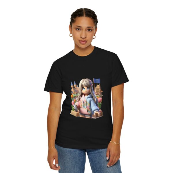 T-Shirt | A_3D cartoon character inspired by Roblox_ featuring a girl with light skin and blonde hair.