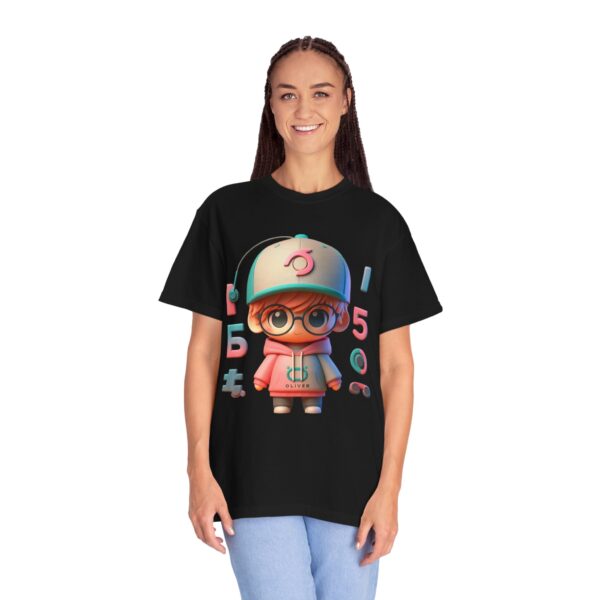 T-Shirt | Unisex Chibi Gamer A cute and charismatic 3D character in chibi style, characterized by a larger head and smaller body. The hoodie uses a vibrant yet soft color palette, and the cap displays a stylized typography