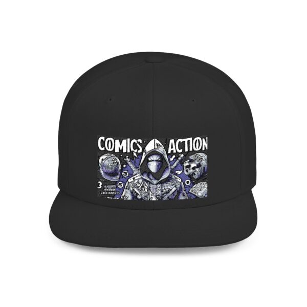 Comics Action Snapback Hat - Graphic Flat Bill Cap, Gift for Comic Lovers, Streetwear Accessory, Unique Fashion, Trendy Gift Idea - Image 10
