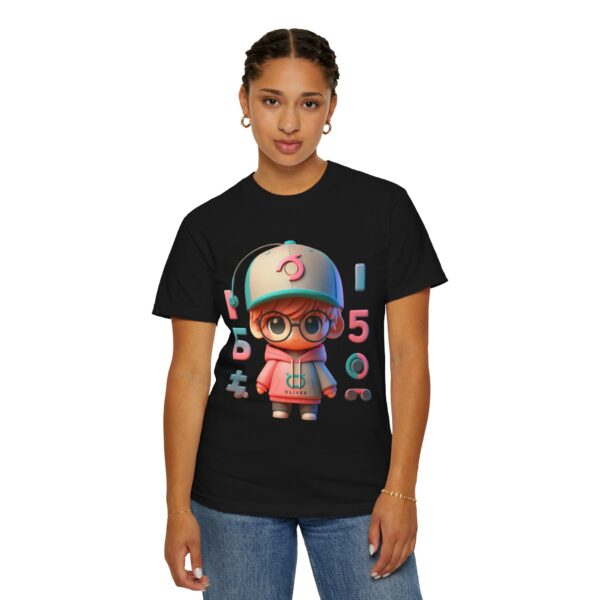 T-Shirt | Unisex Chibi Gamer A cute and charismatic 3D character in chibi style, characterized by a larger head and smaller body. The hoodie uses a vibrant yet soft color palette, and the cap displays a stylized typography - Image 8