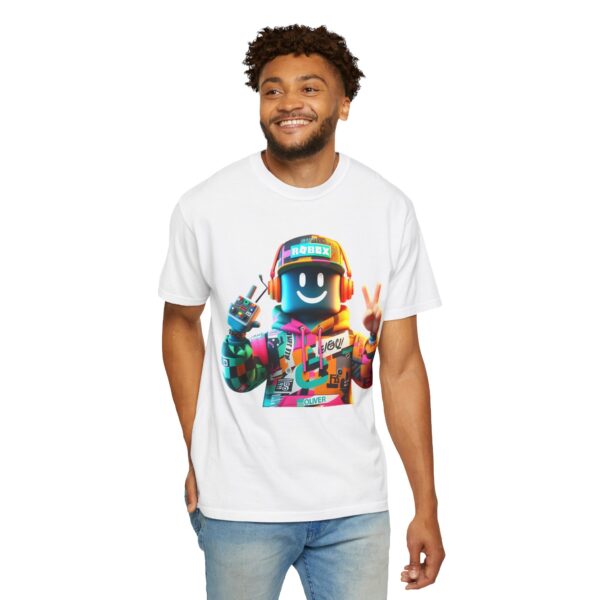T-Shirt | Urban Roblox Remix A 3D character inspired by classic Roblox avatars, with a vibrant hoodie featuring geometric details and modern textures - Image 17