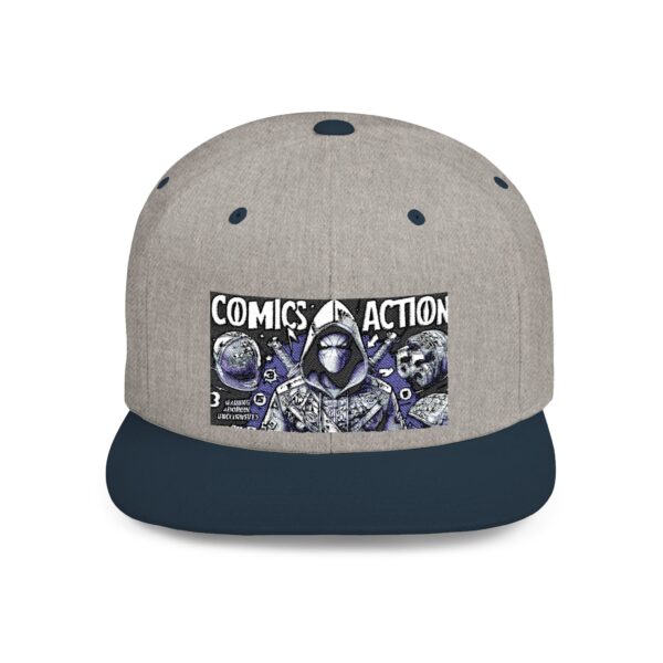 Comics Action Snapback Hat - Graphic Flat Bill Cap, Gift for Comic Lovers, Streetwear Accessory, Unique Fashion, Trendy Gift Idea
