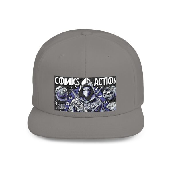 Comics Action Snapback Hat - Graphic Flat Bill Cap, Gift for Comic Lovers, Streetwear Accessory, Unique Fashion, Trendy Gift Idea - Image 7