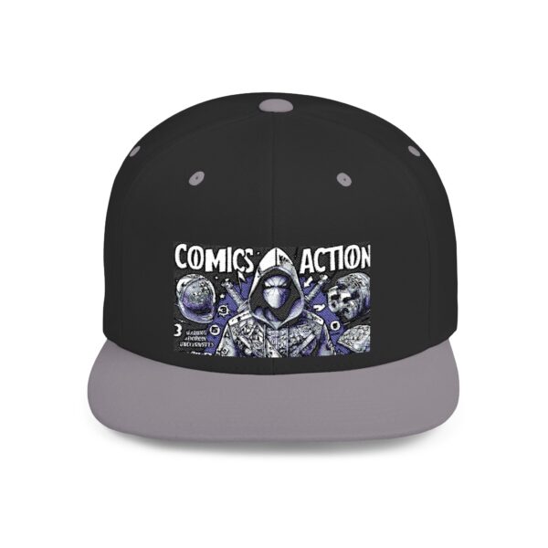 Comics Action Snapback Hat - Graphic Flat Bill Cap, Gift for Comic Lovers, Streetwear Accessory, Unique Fashion, Trendy Gift Idea - Image 13