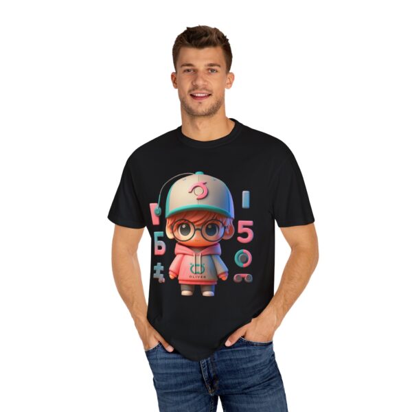 T-Shirt | Unisex Chibi Gamer A cute and charismatic 3D character in chibi style, characterized by a larger head and smaller body. The hoodie uses a vibrant yet soft color palette, and the cap displays a stylized typography - Image 2
