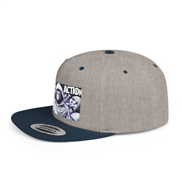 Comics Action Snapback Hat - Graphic Flat Bill Cap, Gift for Comic Lovers, Streetwear Accessory, Unique Fashion, Trendy Gift Idea - Image 3
