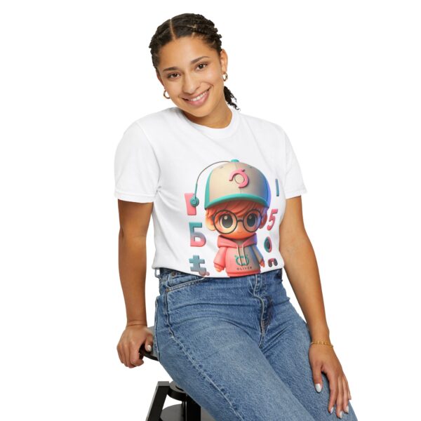 T-Shirt | Unisex Chibi Gamer A cute and charismatic 3D character in chibi style, characterized by a larger head and smaller body. The hoodie uses a vibrant yet soft color palette, and the cap displays a stylized typography - Image 13