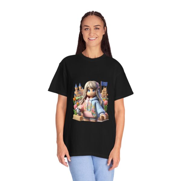 T-Shirt | A_3D cartoon character inspired by Roblox_ featuring a girl with light skin and blonde hair. - Image 4