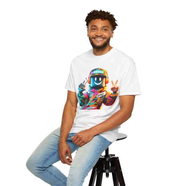 T-Shirt | Urban Roblox Remix A 3D character inspired by classic Roblox avatars, with a vibrant hoodie featuring geometric details and modern textures - Image 16